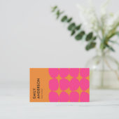 BRIGHT RETRO GROSSE HAND DRAWN PINK RUST POLKA DOT VISITENKARTE (Stehend Vorderseite)