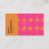 BRIGHT RETRO GROSSE HAND DRAWN PINK RUST POLKA DOT VISITENKARTE (Vorderseite)