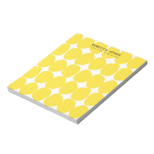 BRIGHT RETRO GROSSE HAND ZEICHNETE GELBE POLKA-DOT NOTIZBLOCK (Rotiert)