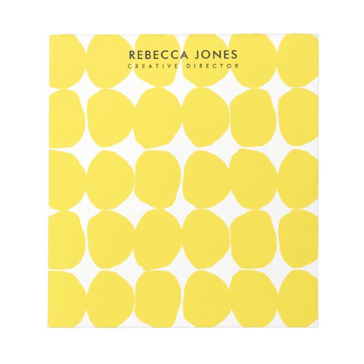 BRIGHT RETRO GROSSE HAND ZEICHNETE GELBE POLKA-DOT NOTIZBLOCK (Vorderseite)