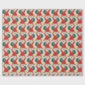 Bright Retro Santa Claus vintage christmas Geschenkpapier (Flach)
