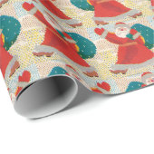 Bright Retro Santa Claus vintage christmas Geschenkpapier (Rolleneckpunkt)