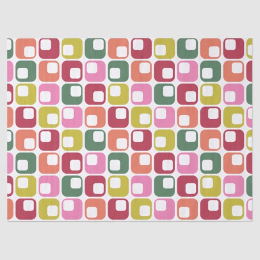 Bright Retro Squares Geometric Pattern Seidenpapier (Vorderseite)