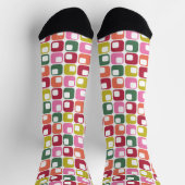 Bright Retro Squares Geometric Pattern Socken (Oben)