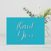 Bright Rich Sky Blue Thank You Card Dankeskarte (Stehend Vorderseite)
