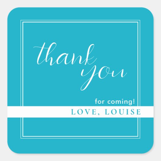 Bright Rich Sky BlueDanke-Aufkleber Quadratischer Aufkleber (Vorderseite)