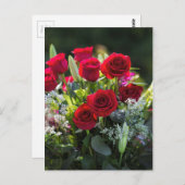Bright Romantische Rote Rose Bouquet Postkarte (Vorne/Hinten)