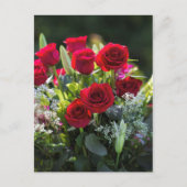 Bright Romantische Rote Rose Bouquet Postkarte (Vorderseite)