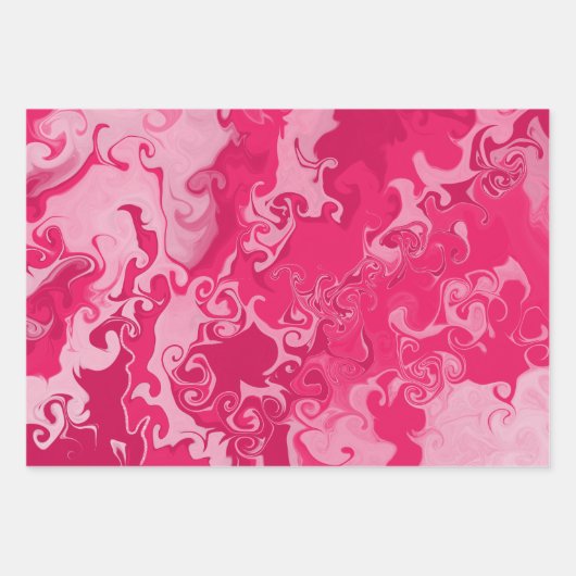 Bright-rosa Wrapping Paper Flat Sheet Set 3 Geschenkpapier Set (Vorderseite)