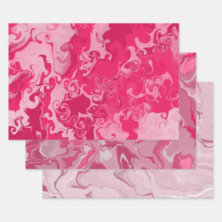 Bright-rosa Wrapping Paper Flat Sheet Set 3 Geschenkpapier Set