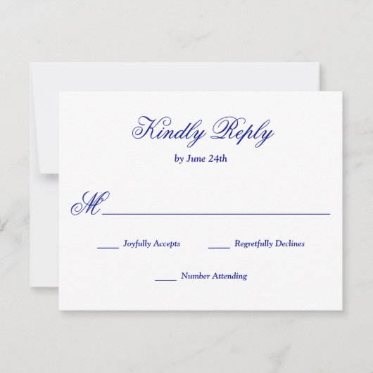 Bright Royal Blue RSVP Karte (Vorderseite)