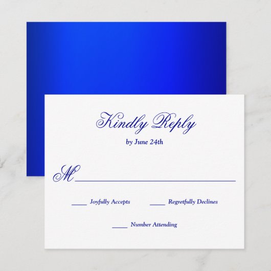 Bright Royal Blue RSVP Karte (Vorne/Hinten)