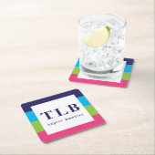 Bright Rugby Stripes Mit Monogramm Paper Untersetz Rechteckiger Pappuntersetzer (Vor Ort)