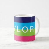 Bright Rugby Stripes Personalisiert Mug Kaffeetasse (VorderseiteRechts)