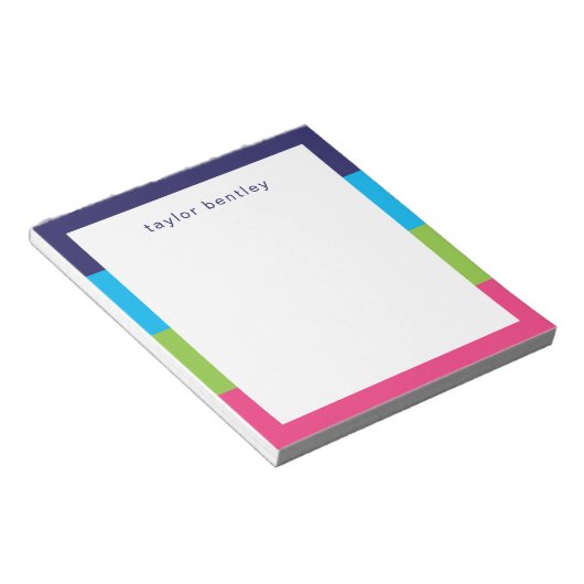 Bright Rugby Stripes Personalisiert Notepad Notizblock (angewinkelt)