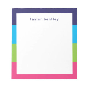 Bright Rugby Stripes Personalisiert Notepad Notizblock