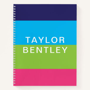 Bright Rugby Stripes Personalisiert Spiralnotebook Notizblock