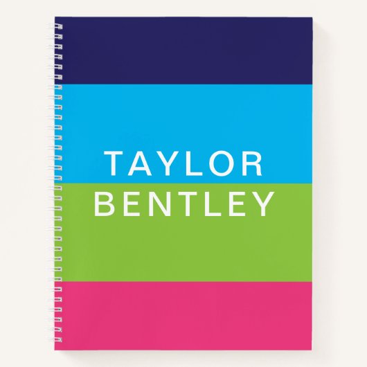 Bright Rugby Stripes Personalisiert Spiralnotebook Notizblock (Vorderseite)