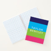 Bright Rugby Stripes Personalisiert Spiralnotebook Notizblock (Innenseite)