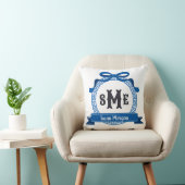 Bright Sail Blue Griechischer Key Bow Monogramm Kissen (Stuhl )