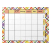 Bright School Plaid Homework Assignment Notizblock (Vorderseite)