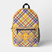 Bright School Plaid Yellow Monogram Bedruckter Rucksack (Vorderseite)