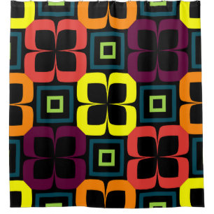 Bright seamless pattern with colorful flowers on a duschvorhang