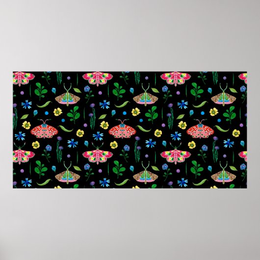 Bright seamless pattern with multicolored butterfl poster (Vorne)