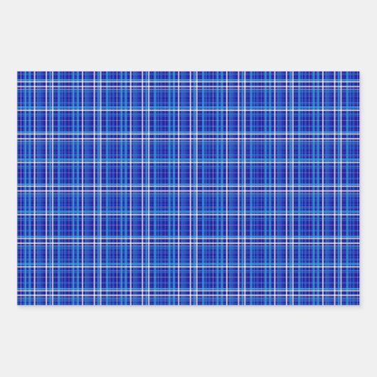 Bright Shades of Blue & White Plaid Geschenkpapier Set (Vorderseite 3)