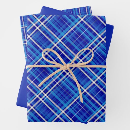 Bright Shades of Blue & White Plaid Geschenkpapier Set (Beispiel)
