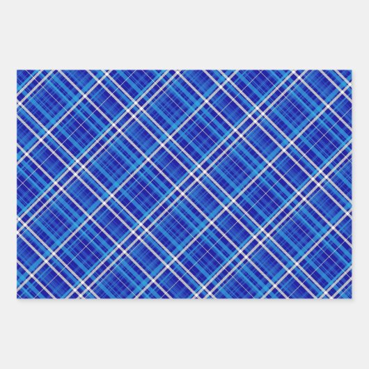 Bright Shades of Blue & White Plaid Geschenkpapier Set (Vorderseite)