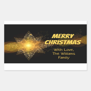 Bright Shiny Star Merry Weihnachtstypografie Rechteckiger Aufkleber