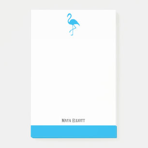 Bright Sky Blue auf White Flamingo & Border mit Na Post-it Klebezettel