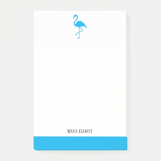 Bright Sky Blue auf White Flamingo & Border mit Na Post-it Klebezettel (Vorderseite)
