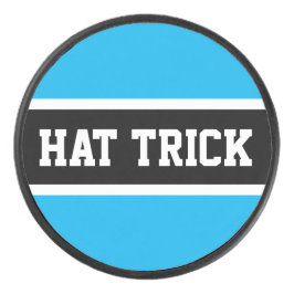 Bright Sky Blue White Black Triple Goal HAT TRICK Eishockey Puck
