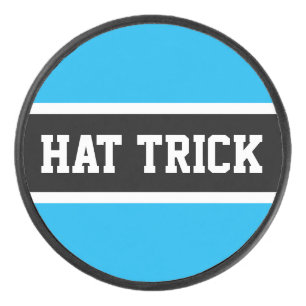 Bright Sky Blue White Black Triple Goal HAT TRICK Eishockey Puck