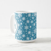 Bright Sky Blue Winter White Snowflake Muster Kaffeetasse (Vorderseite Links)