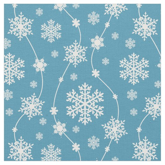 Bright Sky Blue Winter White Snowflake Muster Stoff (Nahaufnahme)