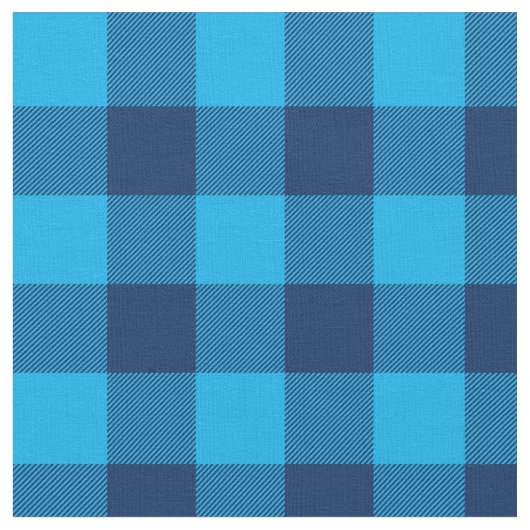 Bright Sky und Navy Blue Gingham Kariert Stoff (Nahaufnahme)