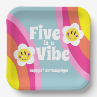 Bright Smiley Five ist ein Vibe Party Plate Pappteller