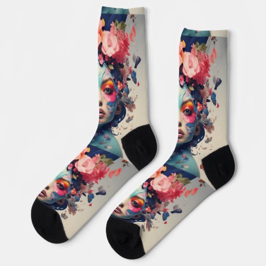 Bright Socks Picture Art 0038504 Socken (Linkes Detail)