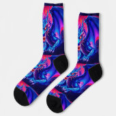 Bright Socks RANDOPIX Blau Roter Drache 0039508 Socken (Linkes Detail)