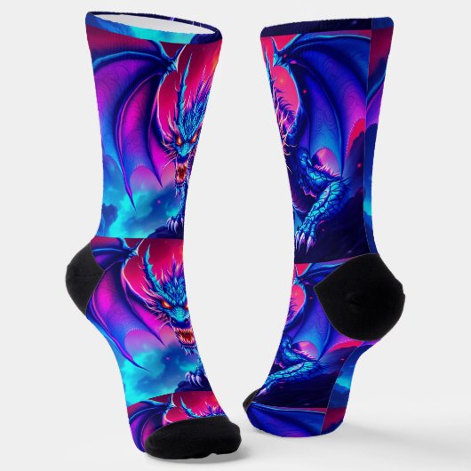 Bright Socks RANDOPIX Blau Roter Drache 0039508 Socken (Gewinkelt)