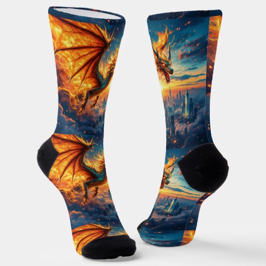Bright Socks RANDOPIX Green Fire Dragon 0039513 Socken (Gewinkelt)