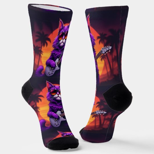 Bright Socks UNISEX Cat Playing Guitar 0040752 Socken (Gewinkelt)