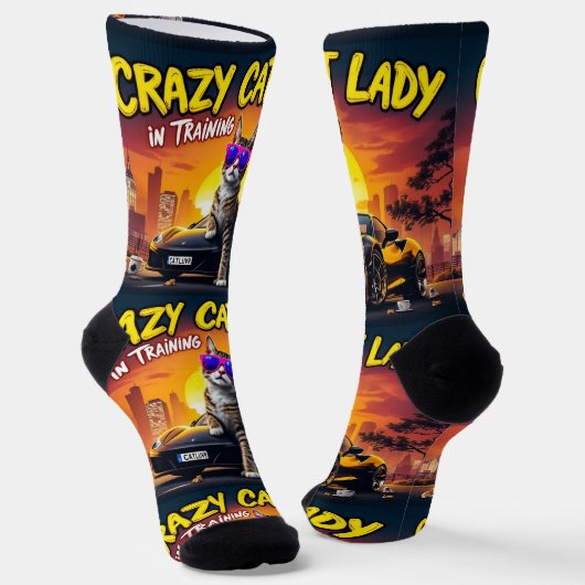 Bright Socks UNISEX Crazy Cat Lady 0040757 Socken (Gewinkelt)
