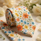 Bright Spring Meadow Floral Pattern Krawatte