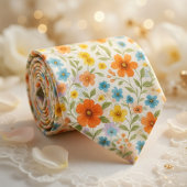 Bright Spring Meadow Floral Pattern Krawatte