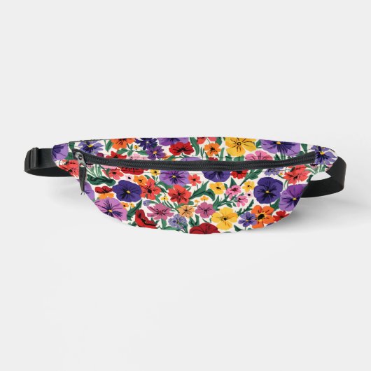 Bright Spring Pansies Floral Garden Pattern Bauchtasche (Vorderseite)