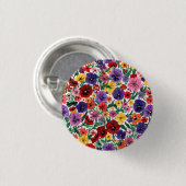 Bright Spring Pansies Floral Garden Pattern Button (Vorne & Hinten)